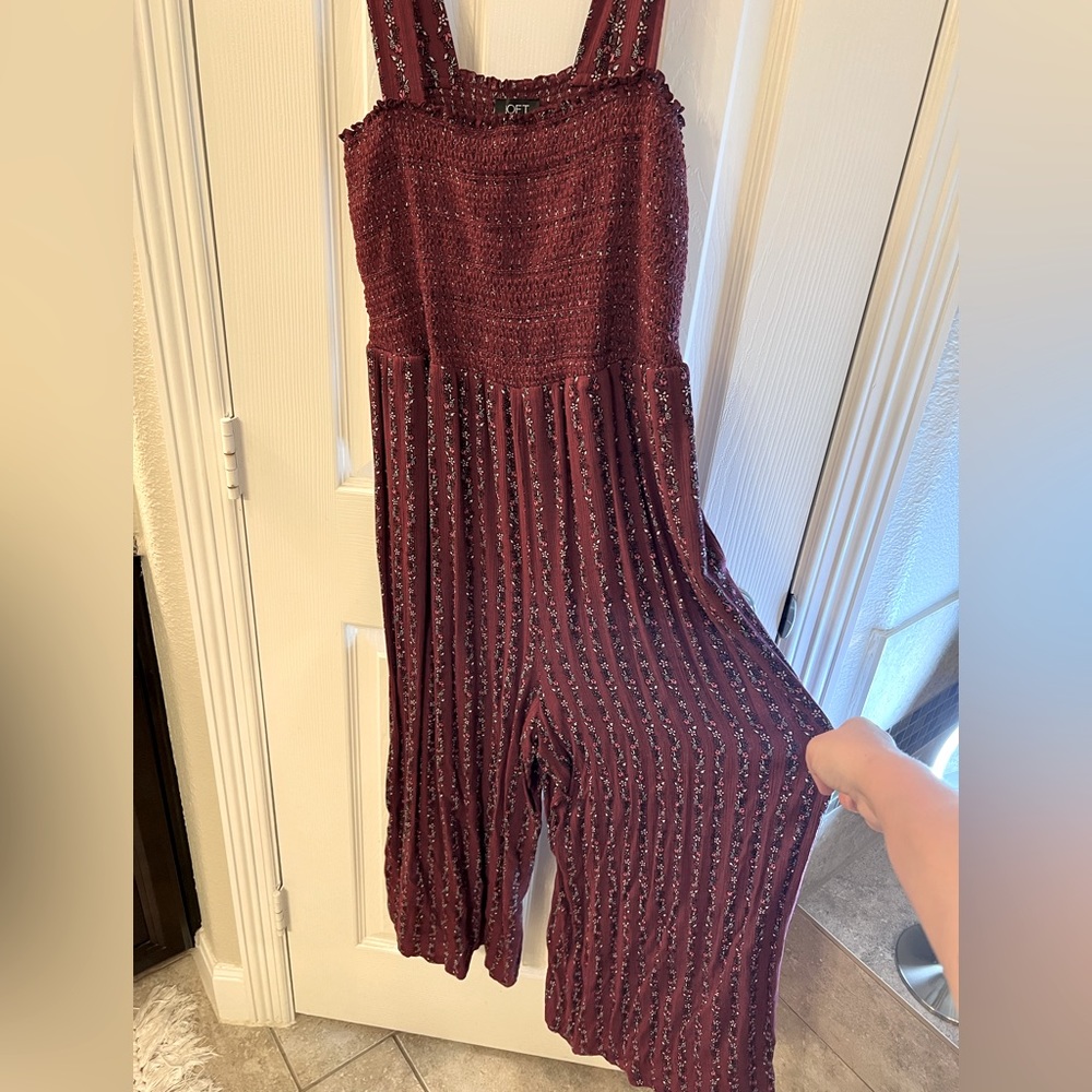LOFT smocked jumpsuit, Size Large